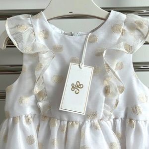 Tartine & Chocolat Toddler Girls 3T white/gold dress NWT.
